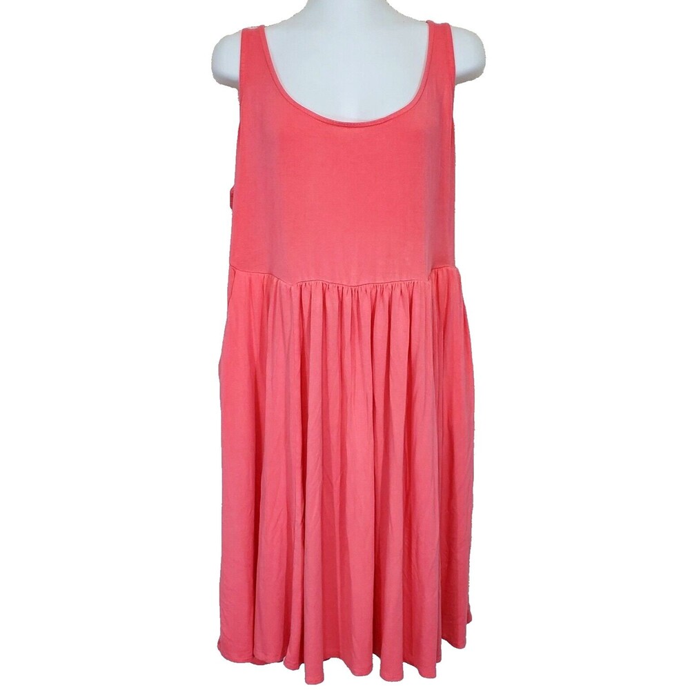 Torrid Dress 2 18 20 Coral Pink Super Soft Knit Tank Midi Pockets Sheath
